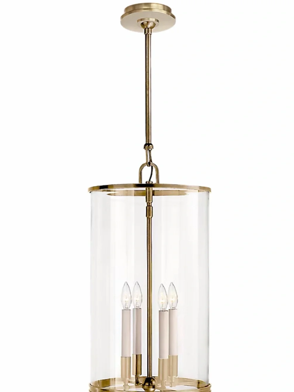 Ralph Lauren Clear Glass Cylinder Pendant with Brass Accents